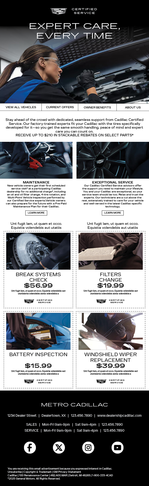 Finished Cadillac certified service email creative